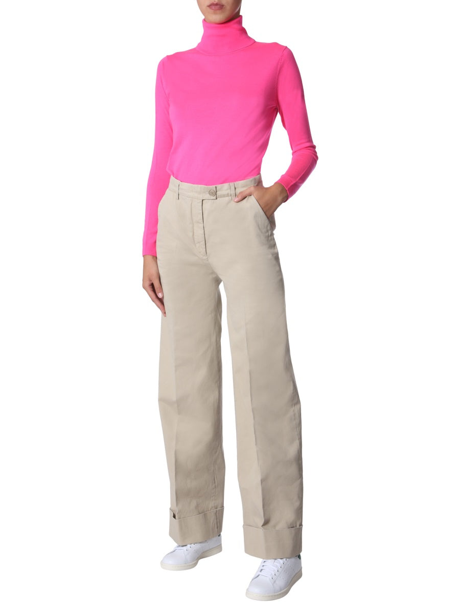 Aspesi Wide-Leg Cotton Trousers — Beige, view 4