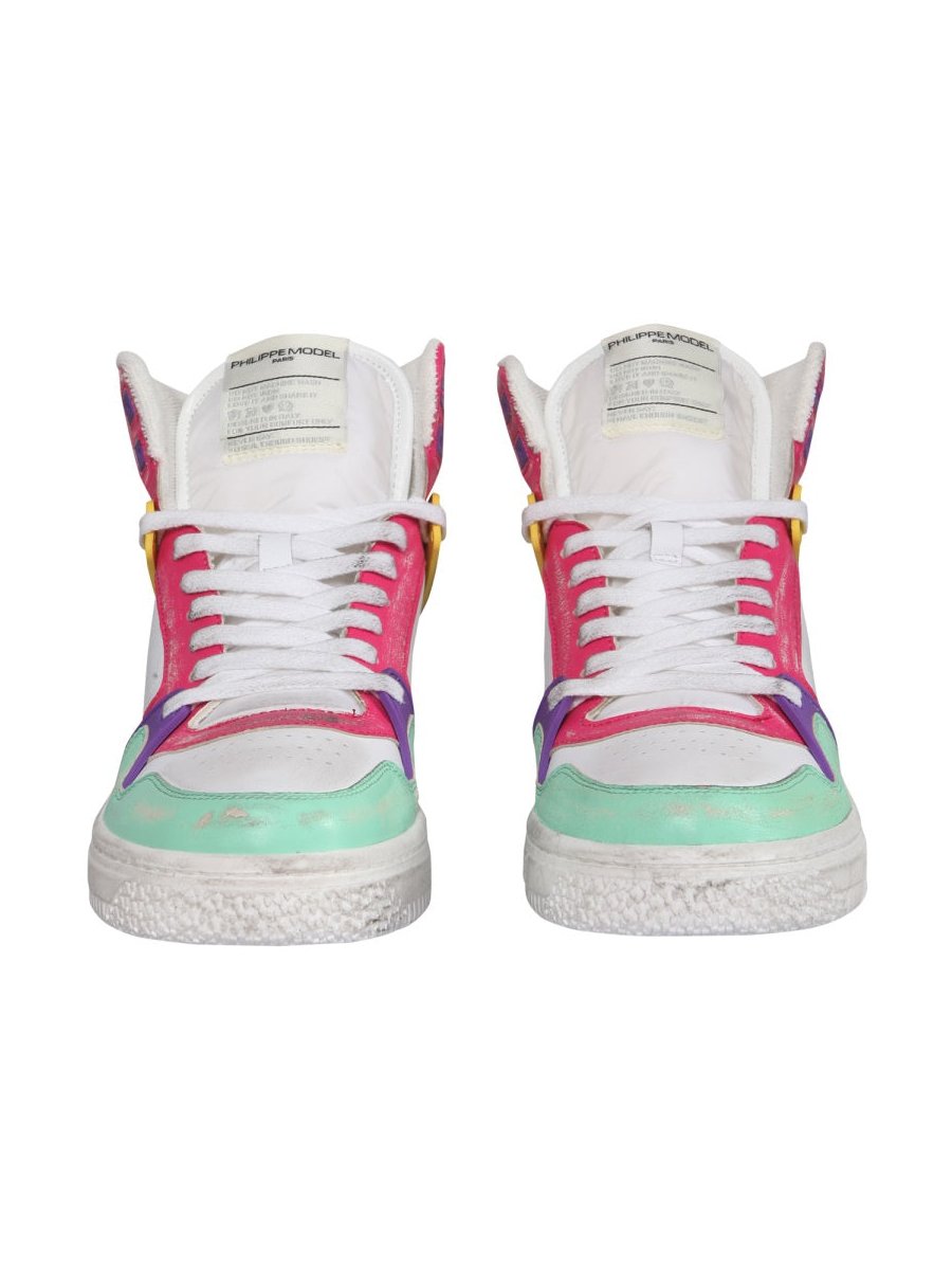 Philippe Model Paris Multicolour Leather-Nylon Sneakers — Multicolor, view 3