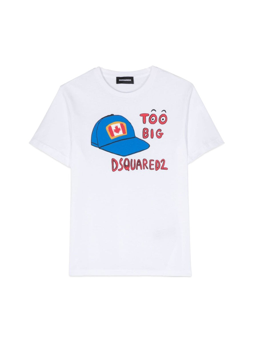 Dsquared2 Hat Print Cotton T-Shirt — White by Dsquared2