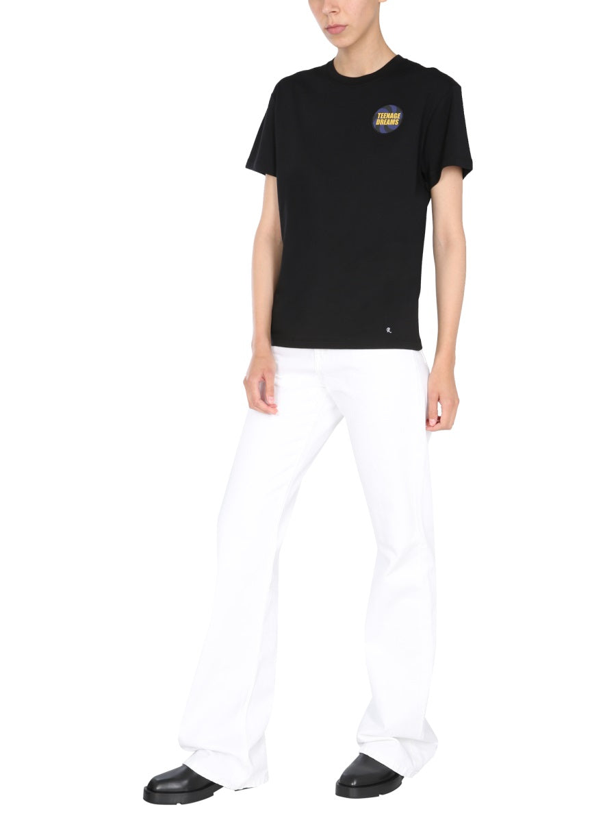 Raf Simons Crew Neck Cotton T-Shirt — Black, view 3