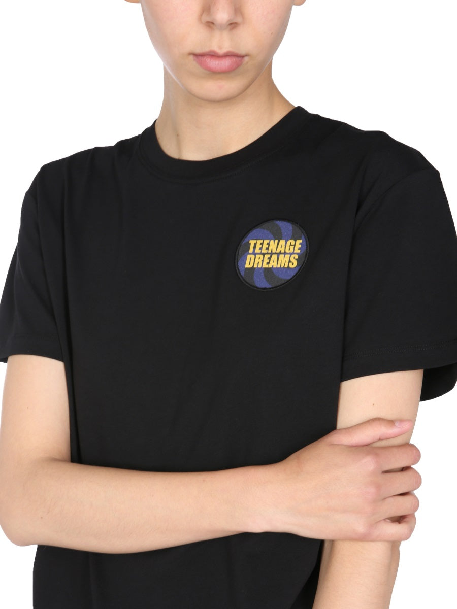 Raf Simons Crew Neck Cotton T-Shirt — Black, view 4