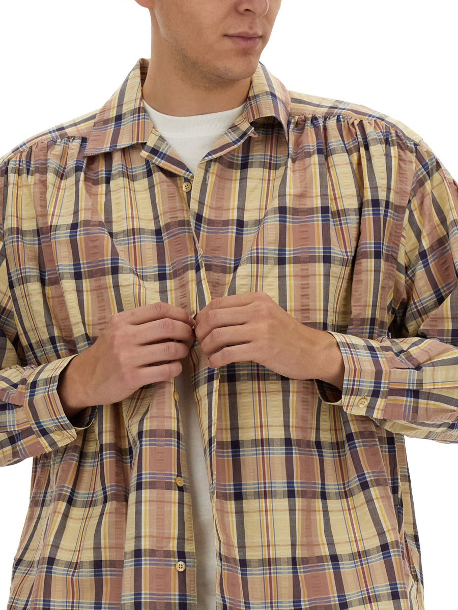 Aie Seersucker Cotton Shirt — Yellow, view 2