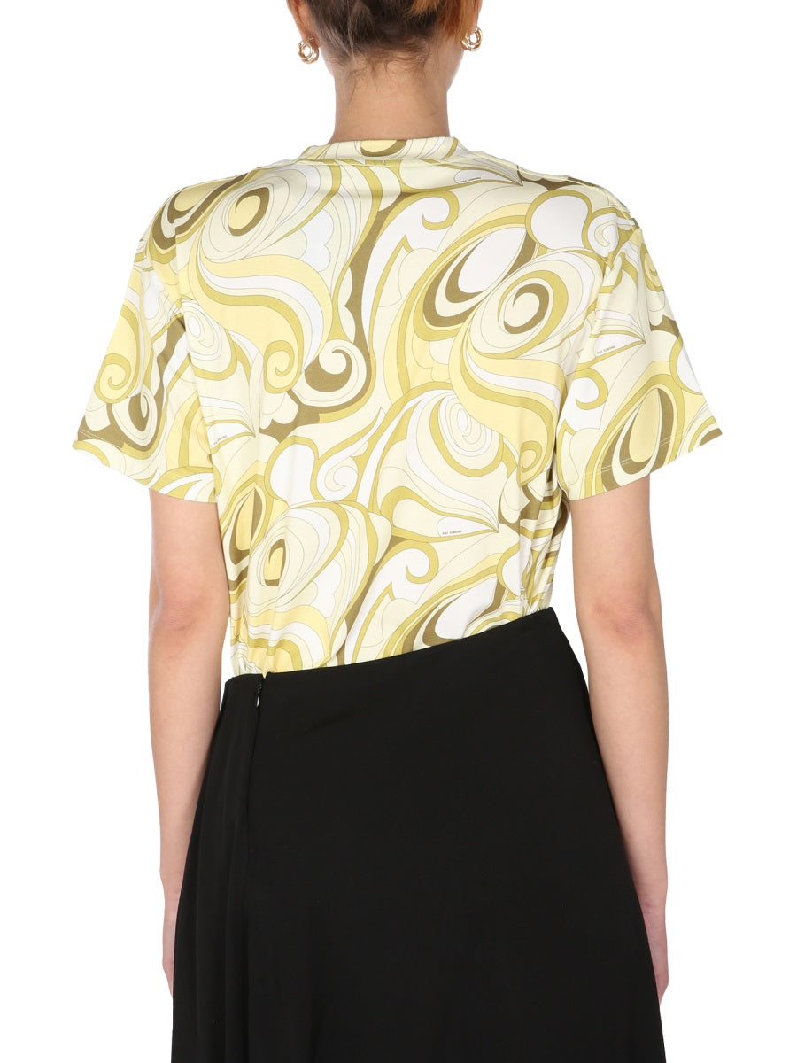 Raf Simons Hippie Allover Print Cotton T-Shirt — Yellow, view 2