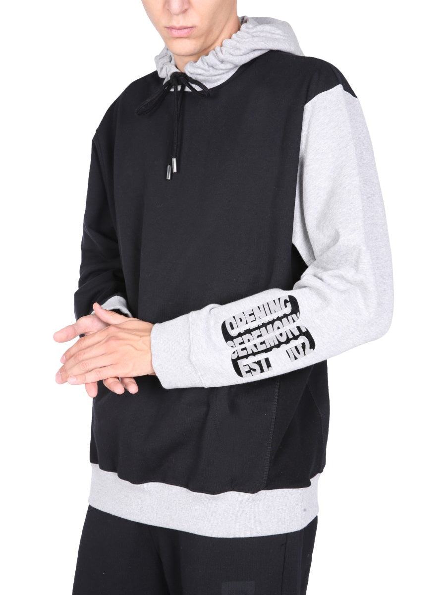 Opening Ceremony Flocked Logo Sweatshirt — Black, view 3