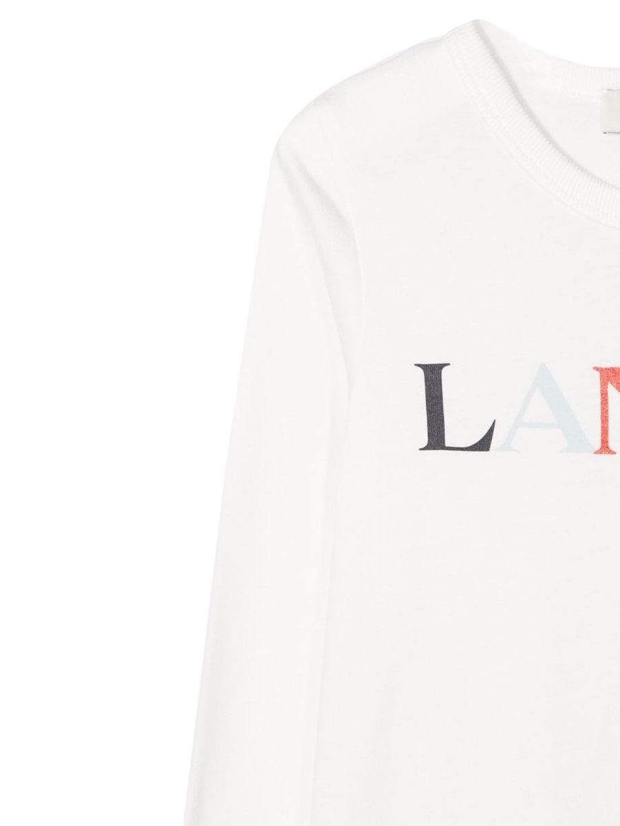 Lanvin Logo-Embroidered Cotton-Modal Blend T-Shirt — White, view 3