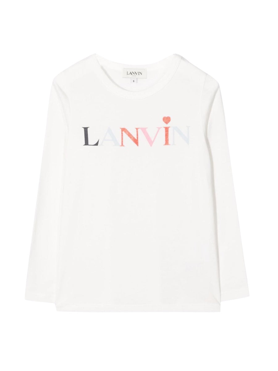 Lanvin Logo-Embroidered Cotton-Modal Blend T-Shirt — White, view 7