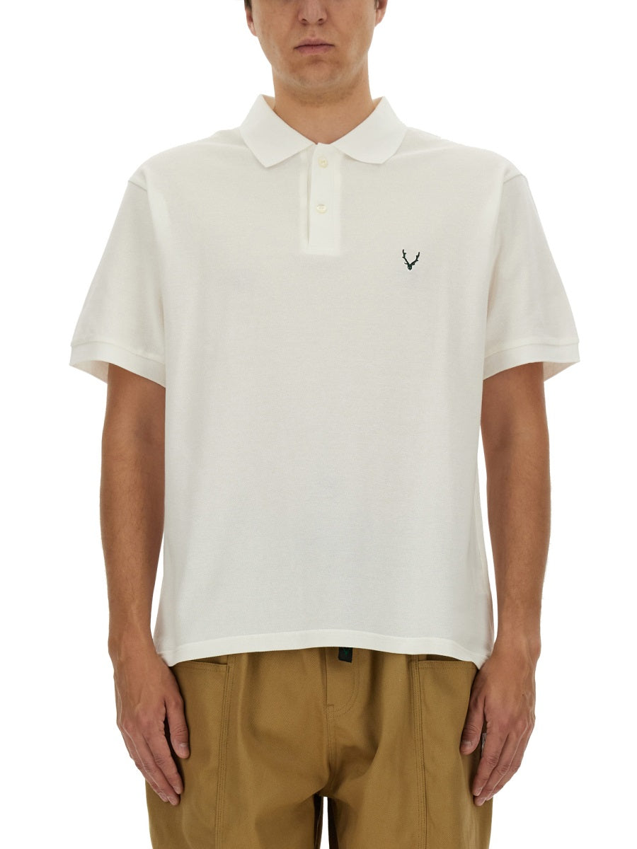 South2 West8 100% Cotton Polo Shirt — White, view 3