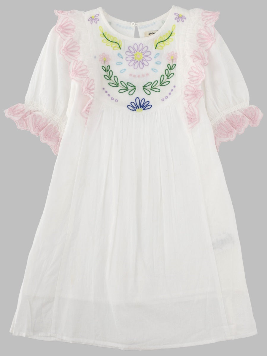 Bellerose Embroidered Cotton Dress — White by Bellerose