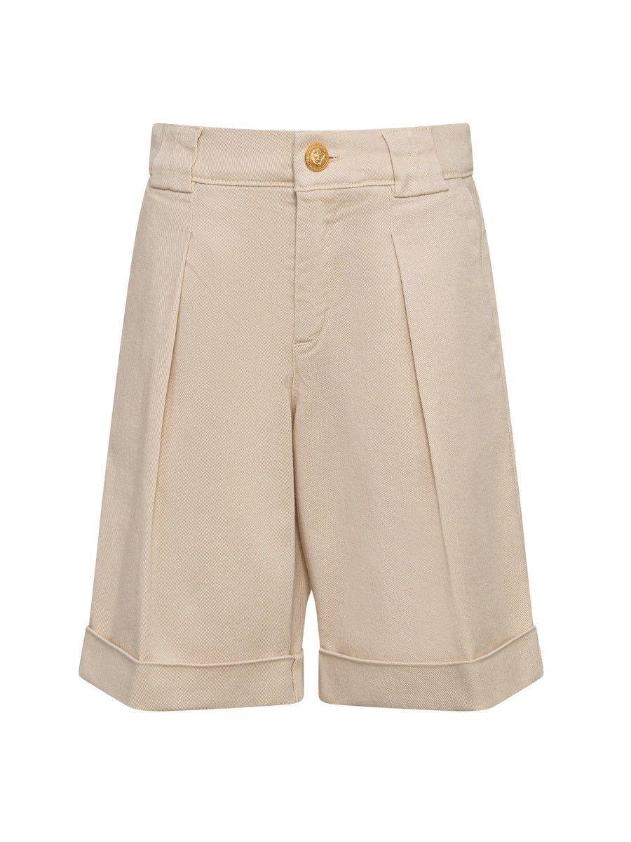 Balmain Tailored Cotton Bermuda Shorts — Beige by Balmain
