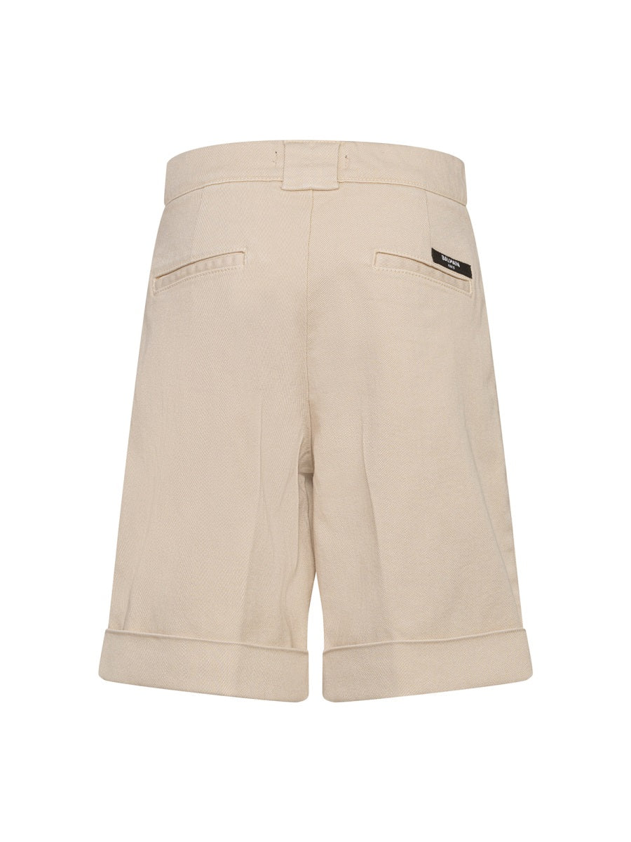 Balmain Tailored Cotton Bermuda Shorts — Beige, view 2