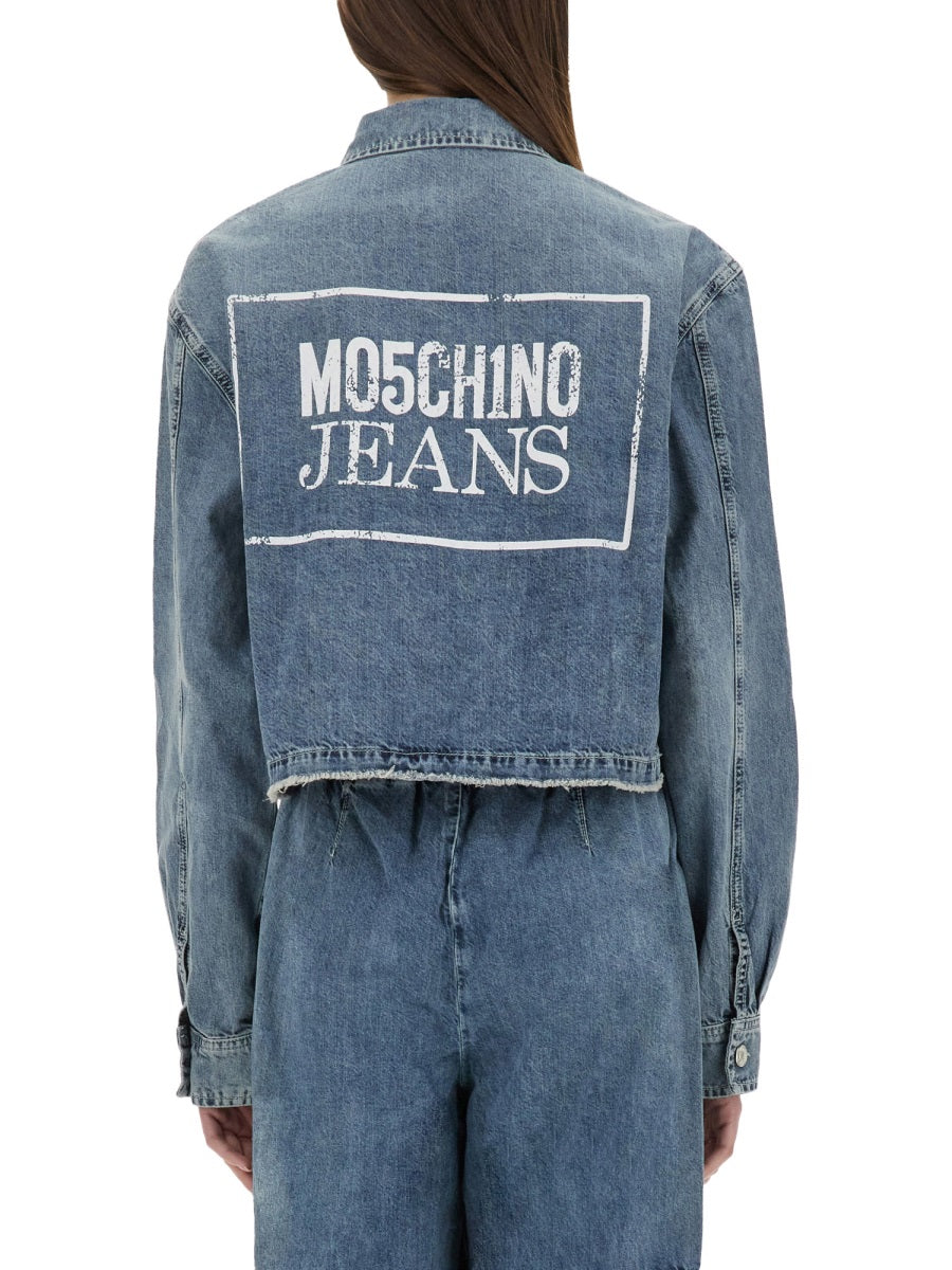 Moschino Cropped Denim Cotton Jacket — Blue by Moschino