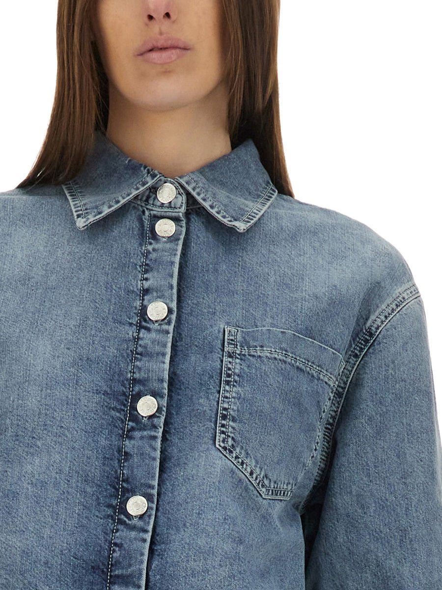 Moschino Cropped Denim Cotton Jacket — Blue, view 2