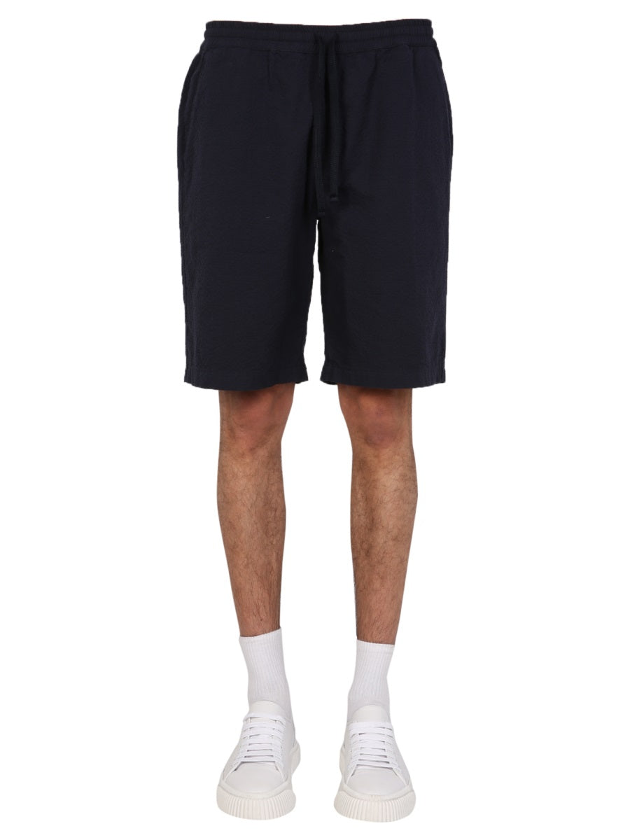 Universal Works Fleece Bermuda Shorts — Blue, view 2