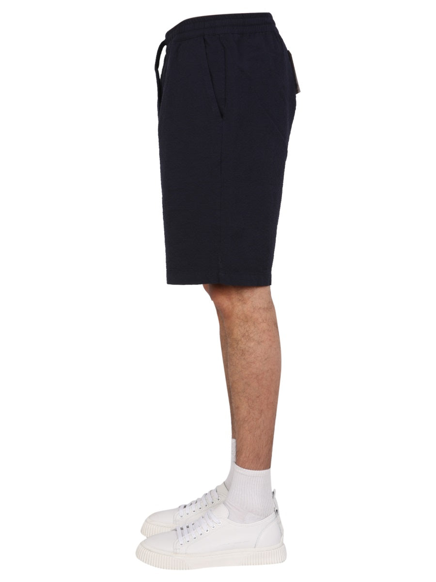 Universal Works Fleece Bermuda Shorts — Blue, view 3