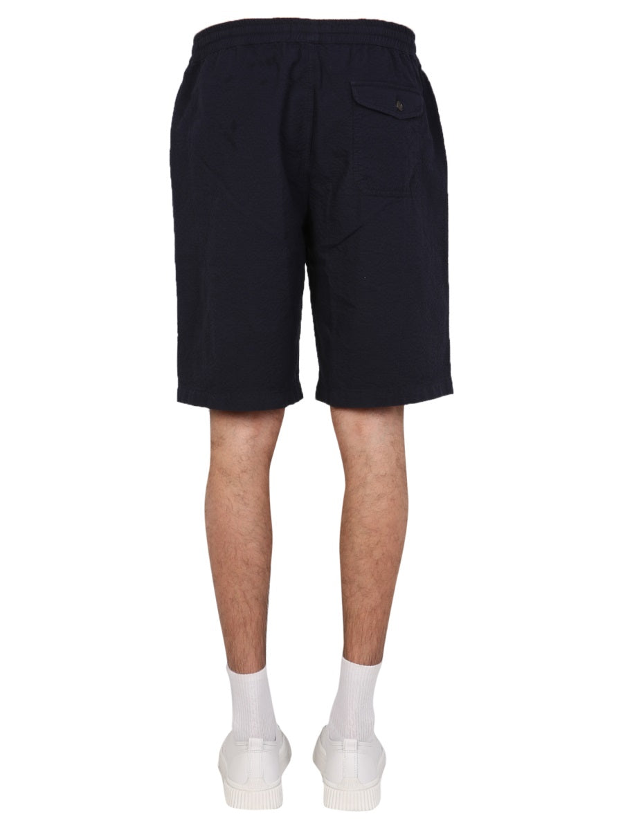 Universal Works Fleece Bermuda Shorts — Blue, view 4