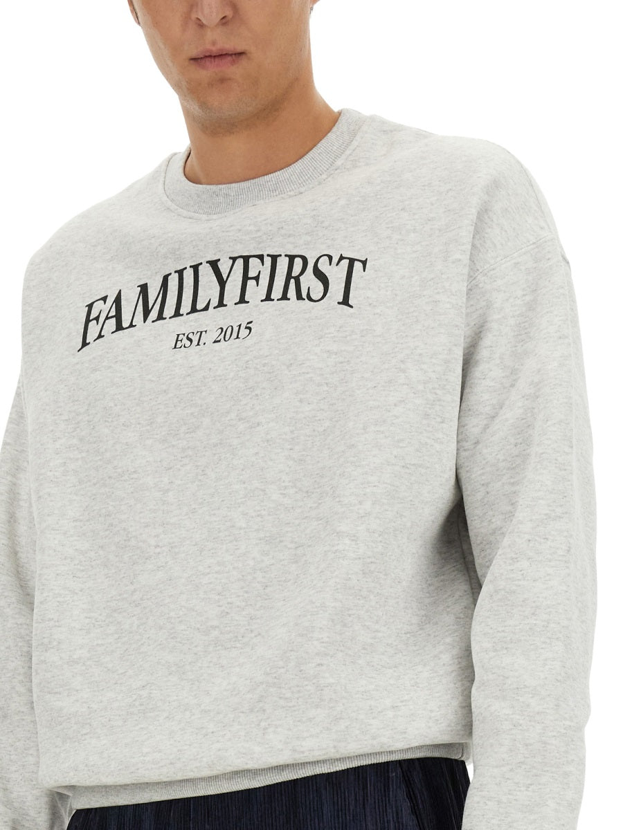 Family First Logo-Embroidered Cotton Sweatshirt — Gray, view 2