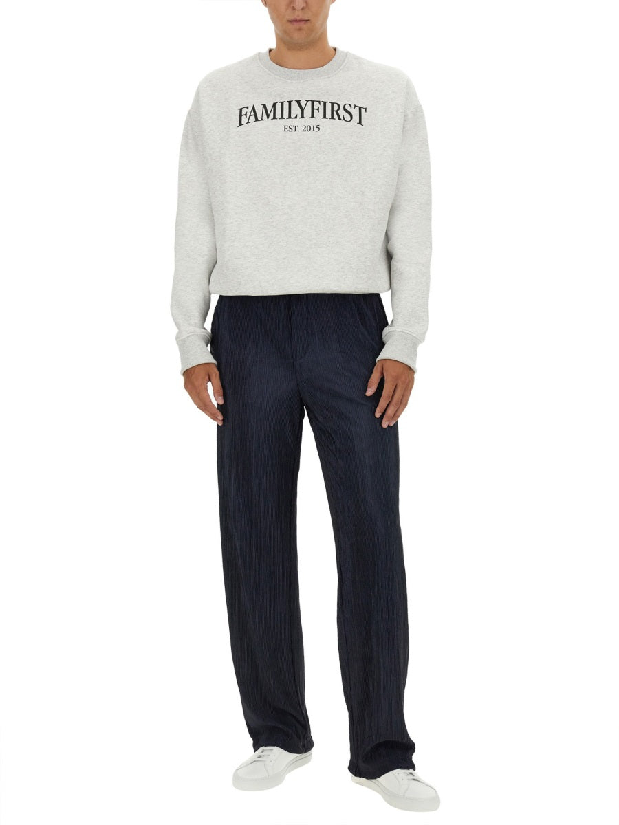 Family First Logo-Embroidered Cotton Sweatshirt — Gray, view 4
