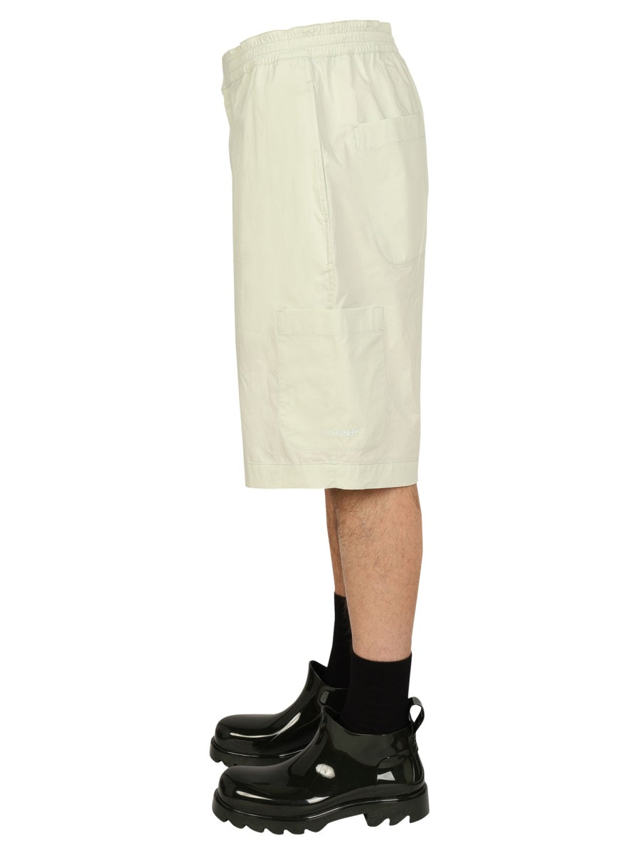Ambush Elastic Cotton Bermuda Shorts — Green, view 3