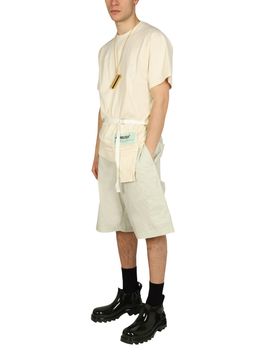 Ambush Elastic Cotton Bermuda Shorts — Green, view 4