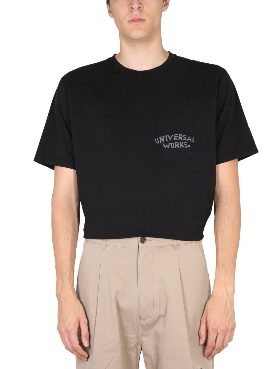Universal Works Organic Cotton Crewneck T-Shirt — Black, view 2