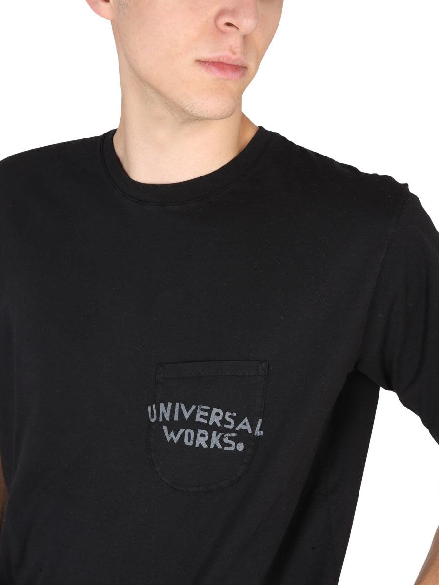 Universal Works Organic Cotton Crewneck T-Shirt — Black, view 4
