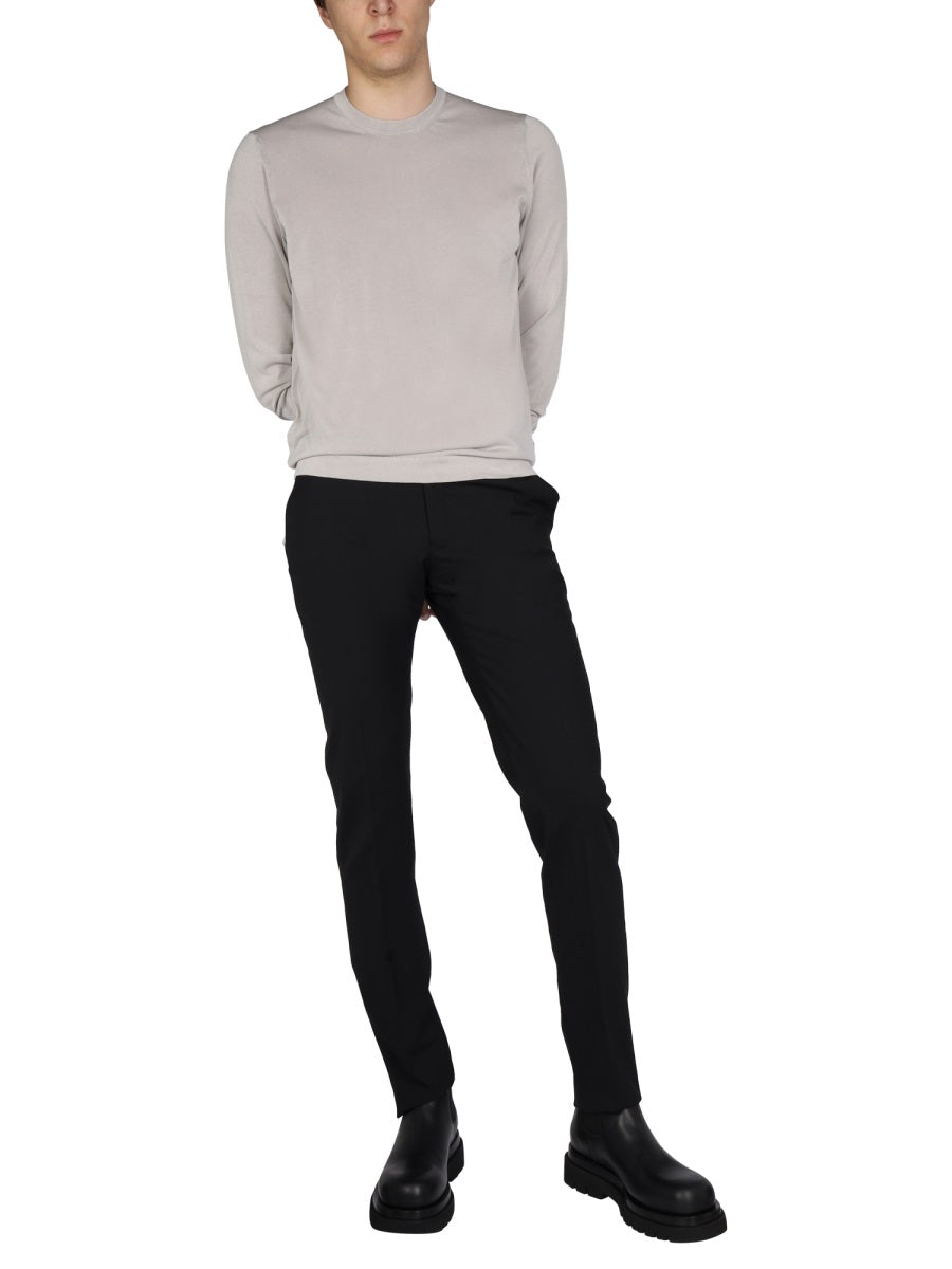 Drumohr Cotton Crew Neck Sweater — Gray, view 3