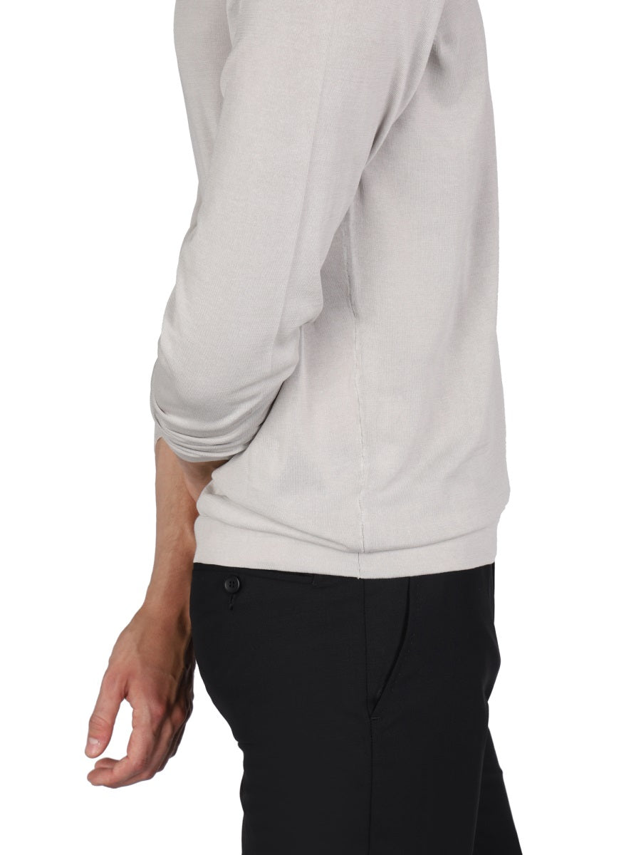 Drumohr Cotton Crew Neck Sweater — Gray, view 4