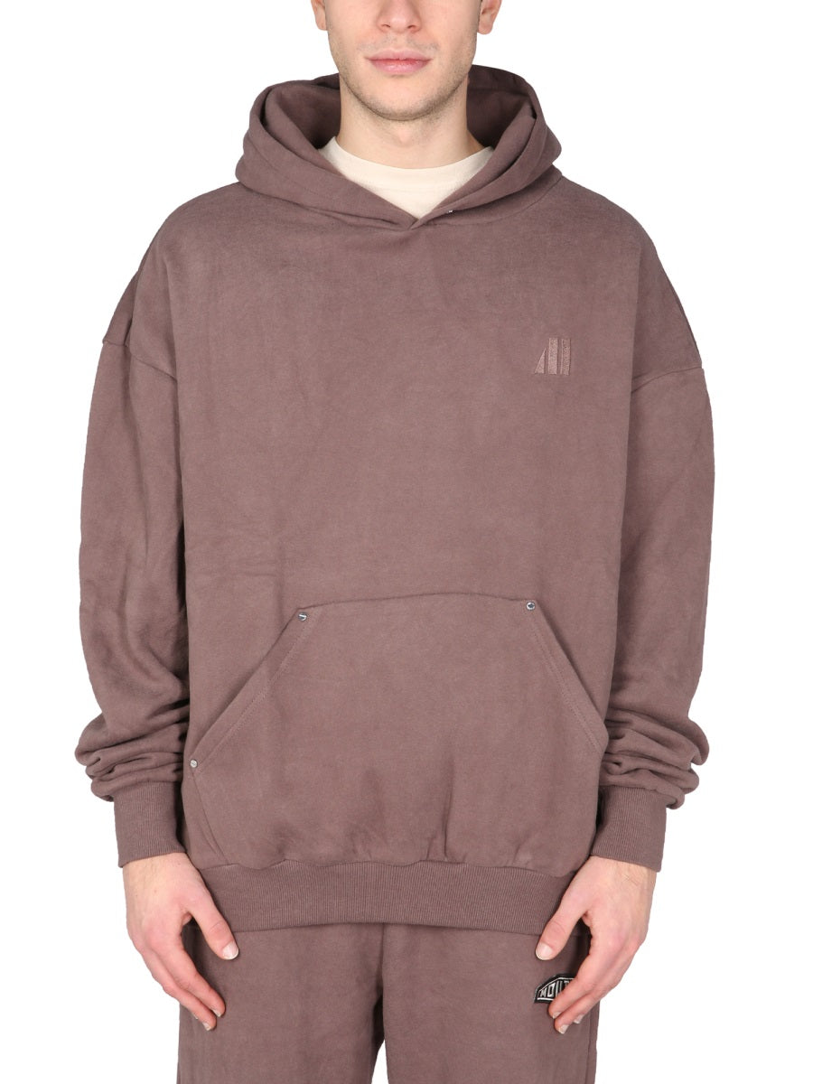 Mouty Embroidered Logo Hooded Sweatshirt — Brown by Mouty