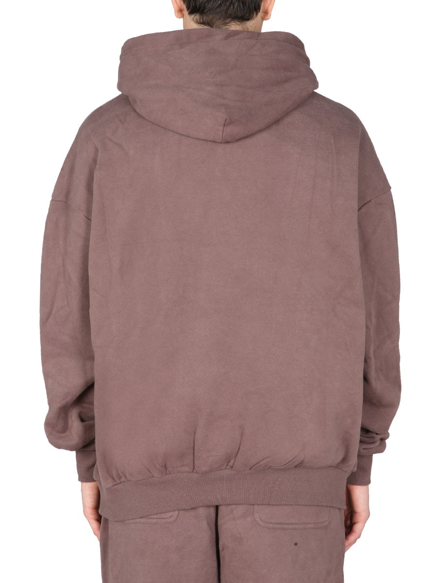Mouty Embroidered Logo Hooded Sweatshirt — Brown, view 2