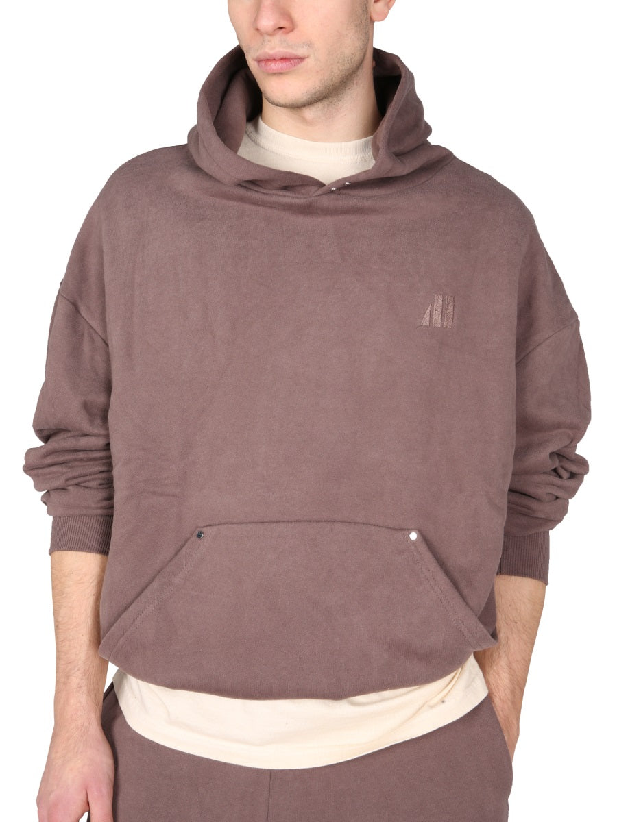 Mouty Embroidered Logo Hooded Sweatshirt — Brown, view 4