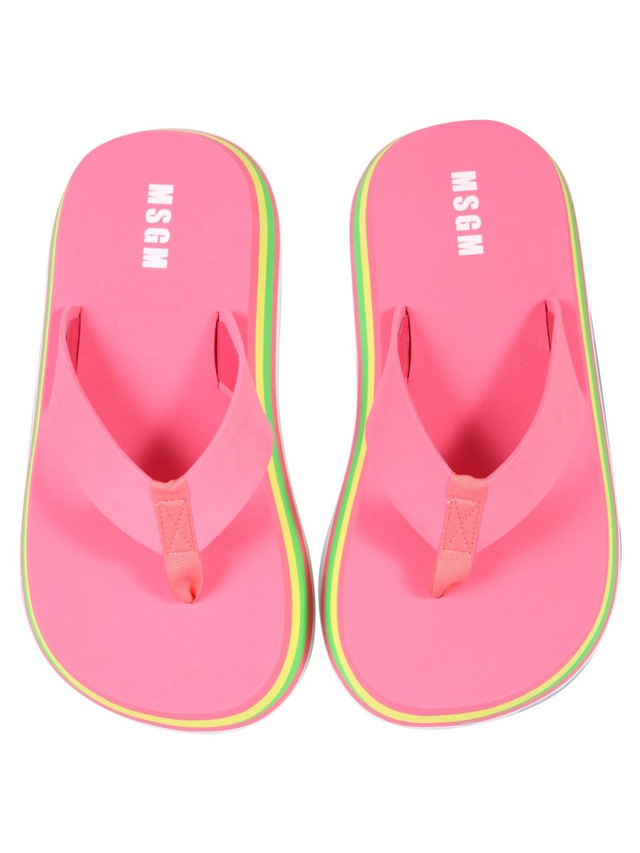 MSGM Striped Thong Sandals — Pink by Msgm