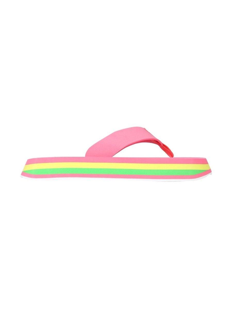 MSGM Striped Thong Sandals — Pink, view 3