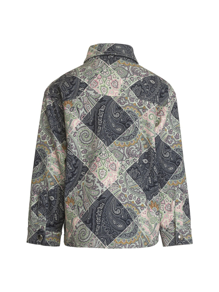 Etro Plaid Cotton Jacket — Blue, view 2