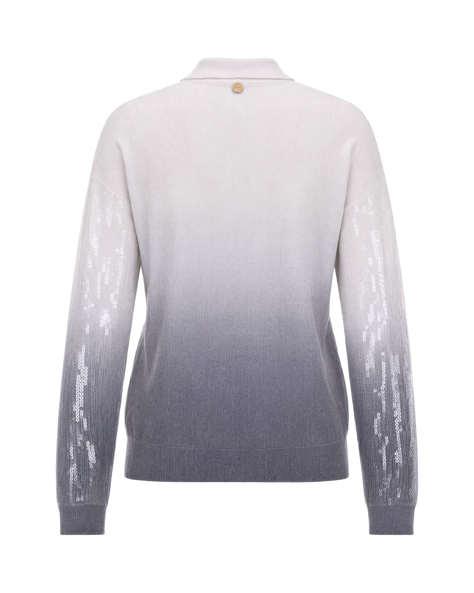 Liu Jo Sequin-Embellished Viscose Polo Sweater — Gray, view 2