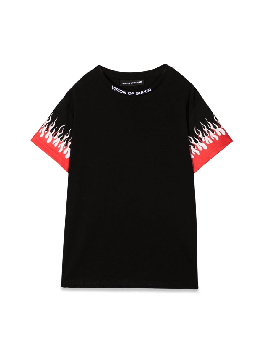 Vision Of Super Double Flame Cotton T-Shirt — Black by Vision Of Super