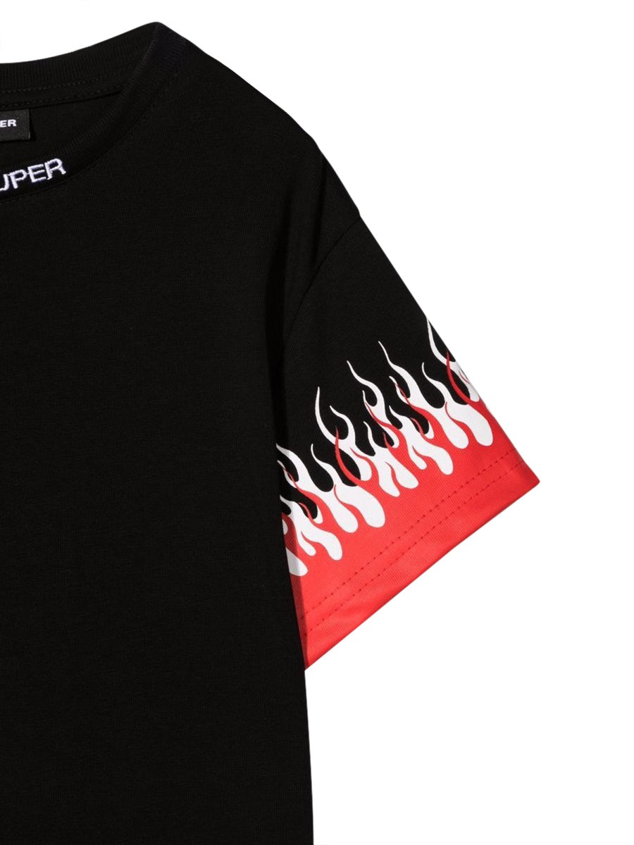 Vision Of Super Double Flame Cotton T-Shirt — Black, view 3
