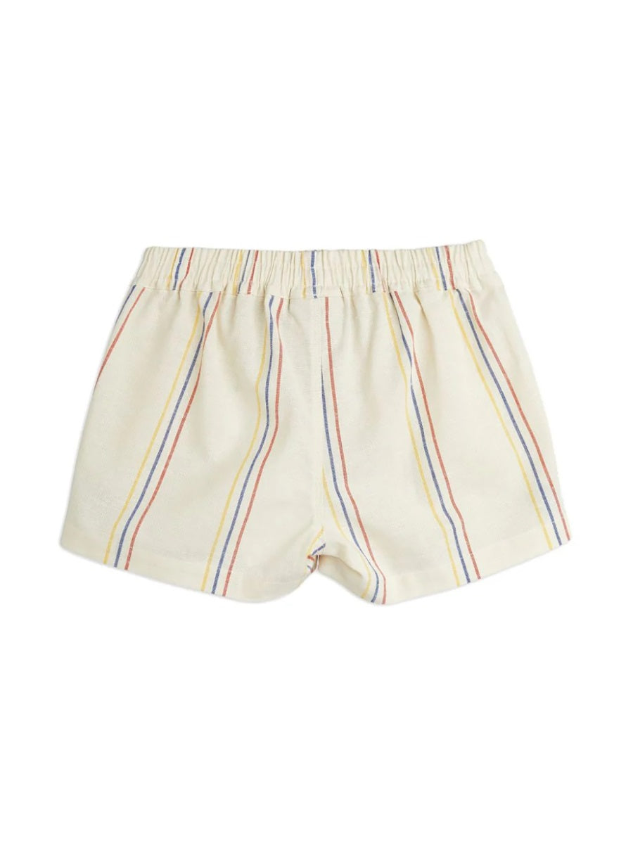 Mini Rodini Woven Stripe Organic Cotton Shorts — White by Mini Rodini