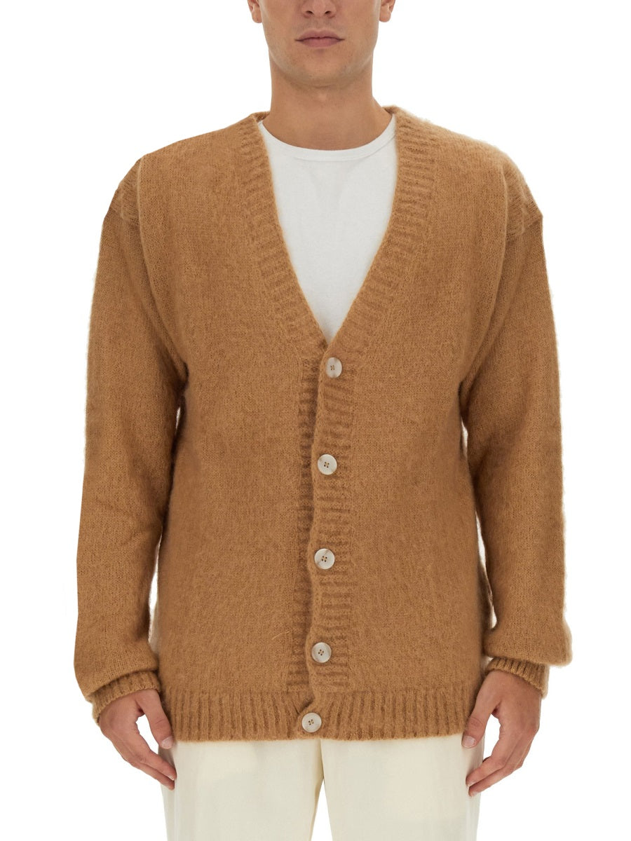 Family First Mohair Blend V-Neck Cardigan — Beige, view 2