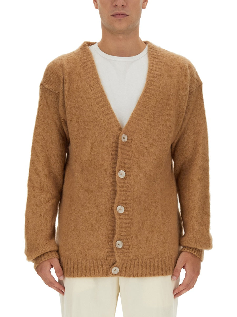 Family First Mohair Blend V-Neck Cardigan — Beige, view 5