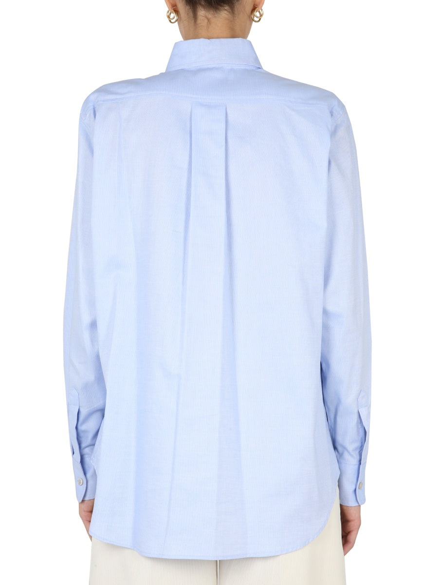 Ballantyne Button-Down Collar Cotton Oxford Shirt — Blue by Ballantyne