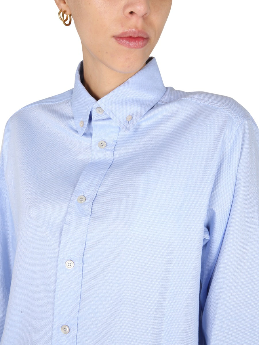 Ballantyne Button-Down Collar Cotton Oxford Shirt — Blue, view 4