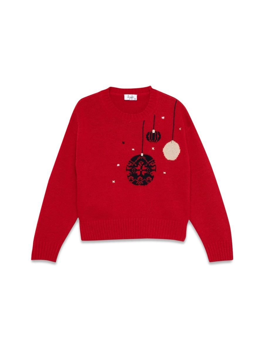 Il Gufo Virgin Wool Tricot Knit Sweatshirt — Red by Il Gufo
