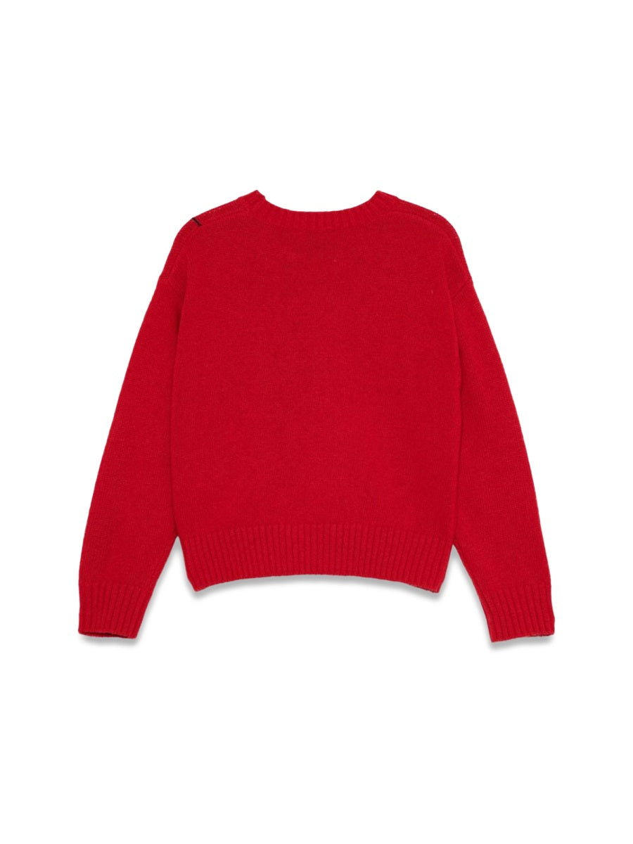 Il Gufo Virgin Wool Tricot Knit Sweatshirt — Red, view 2