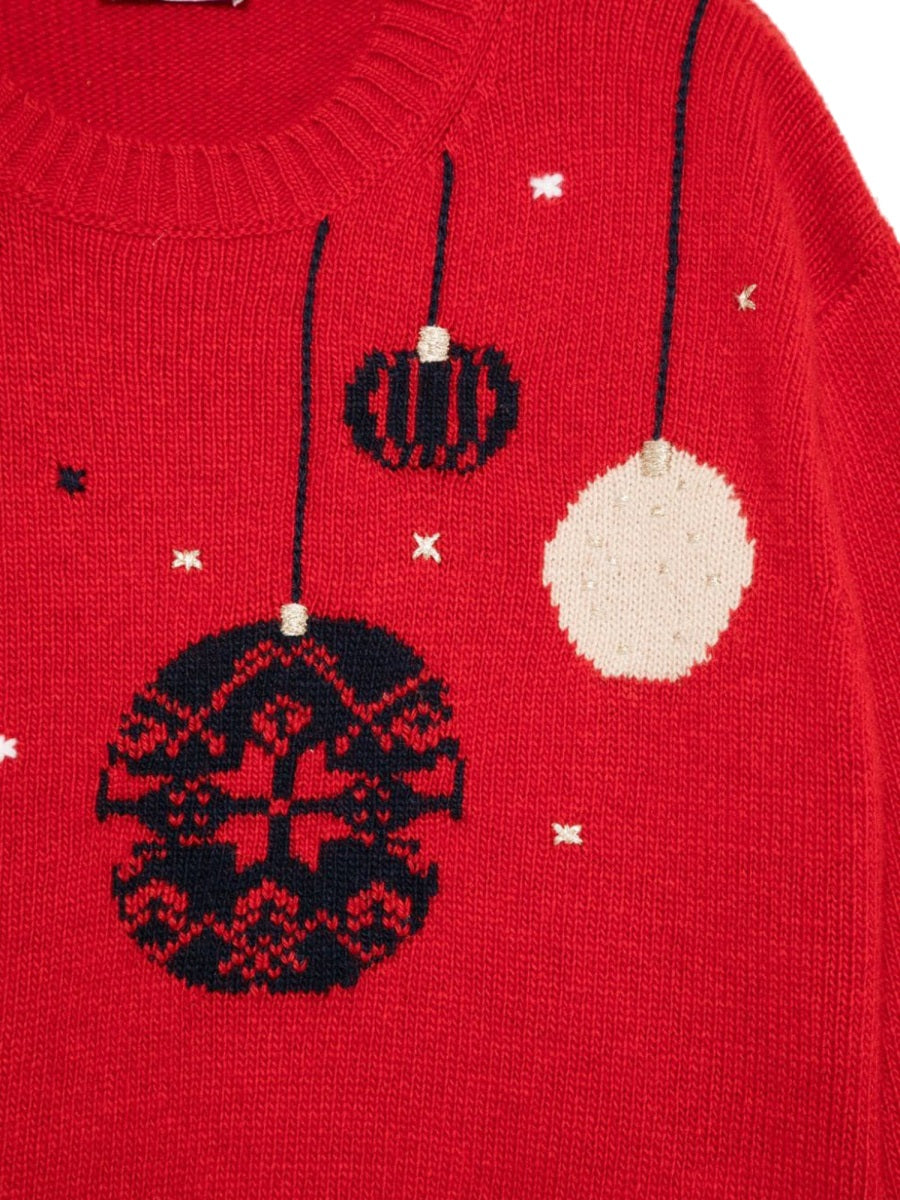 Il Gufo Virgin Wool Tricot Knit Sweatshirt — Red, view 3