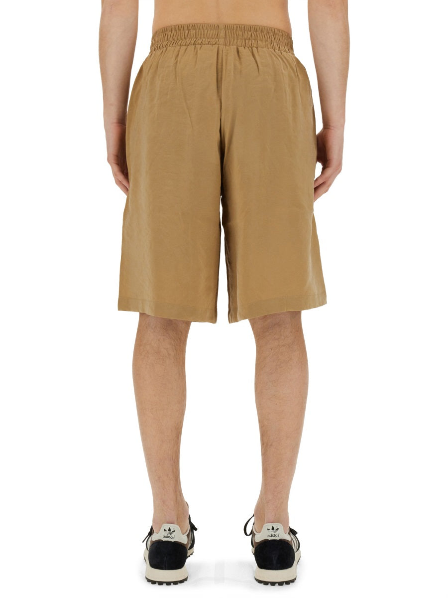 Family First Logo-Embroidered Cupro-Polyester Bermuda Shorts — Beige by Family First