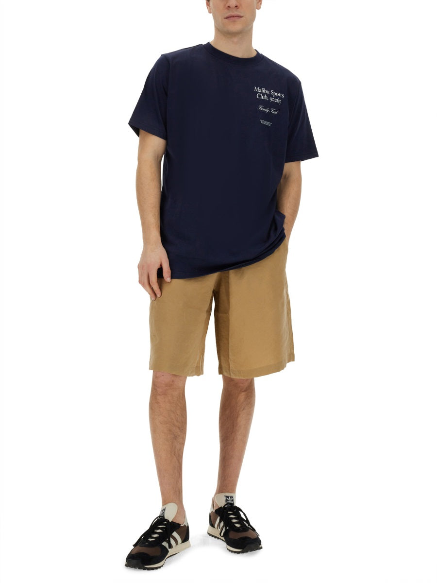 Family First Logo-Embroidered Cupro-Polyester Bermuda Shorts — Beige, view 2