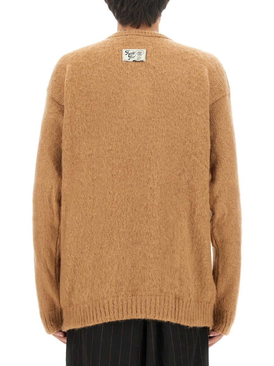 Family First Mohair Logo Sweater — Beige by Family First