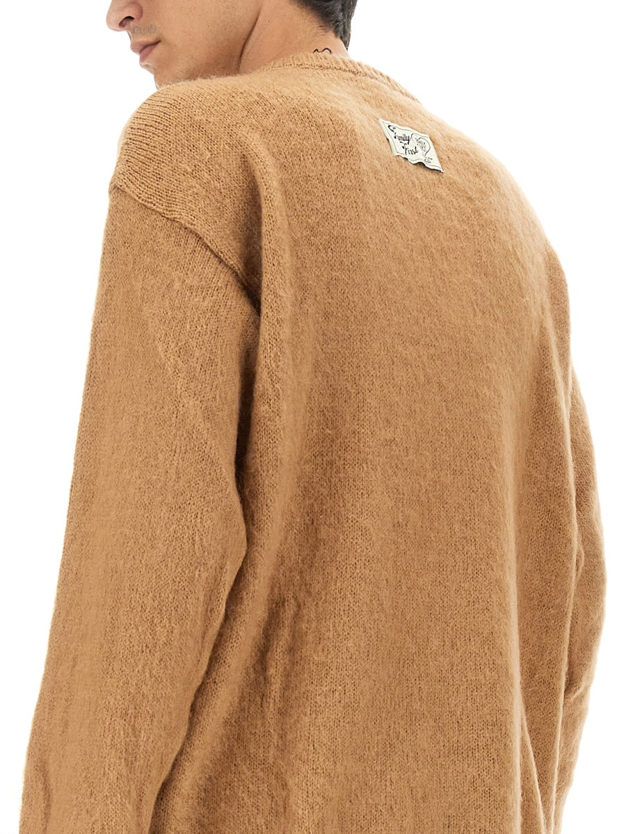 Family First Mohair Logo Sweater — Beige, view 2