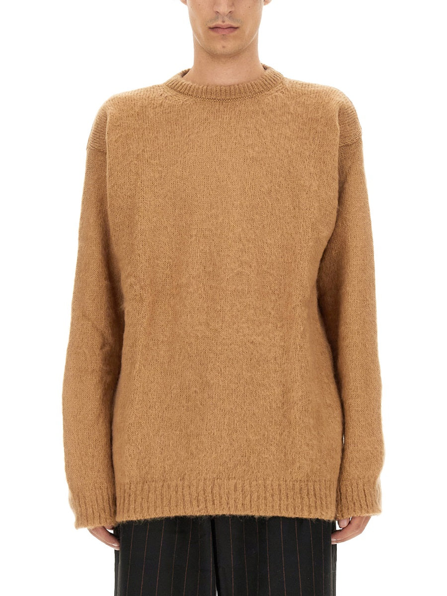 Family First Mohair Logo Sweater — Beige, view 3