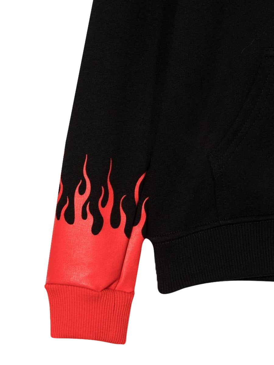 Vision Of Super Red Flame-Graphic Cotton Hoodie — Black, view 3